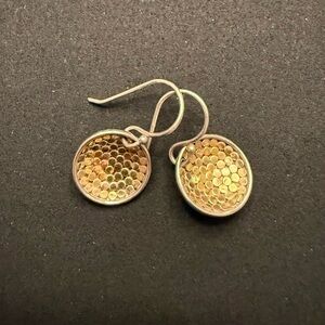 Anna Beck Classic Dish Drop Earrings, Sterling Silver w/ Gold Dots, VGC